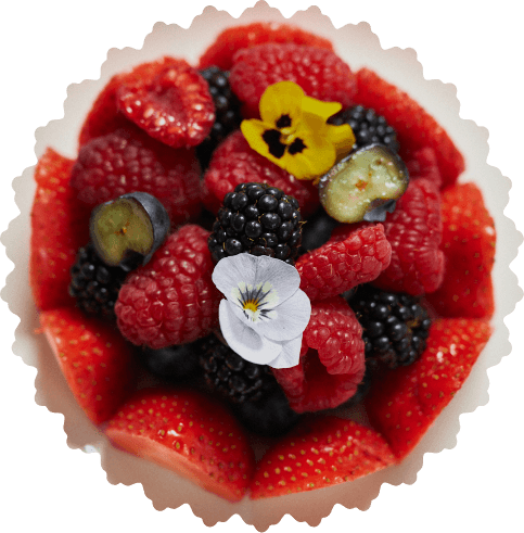 zeffirino paris dessert tarte framboises mures fleurs myrtilles fruits